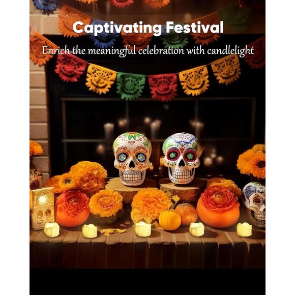 10 Flameless Flickering Timer Tea Lights - Auto On/Off - Picture 6 of 8